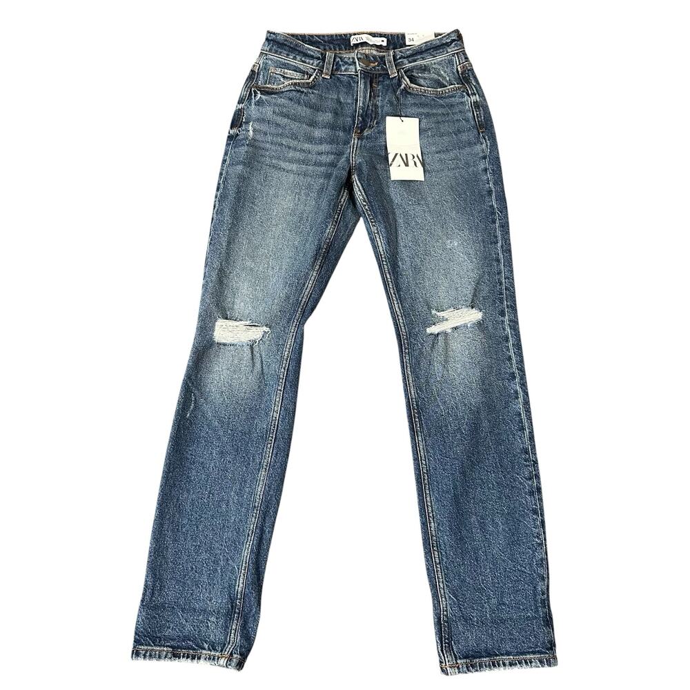 Zara Women's Relaxed Fit‎ Low Rise Comfort Ankle Jeans Size 2